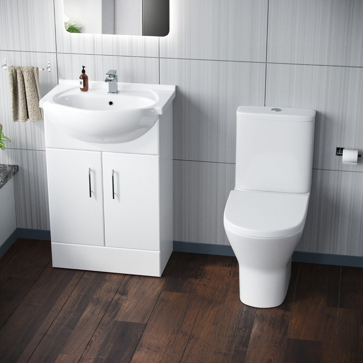 Ellen 550mm Floorstanding Basin Vanity Unit & Close Coupled Toilet White