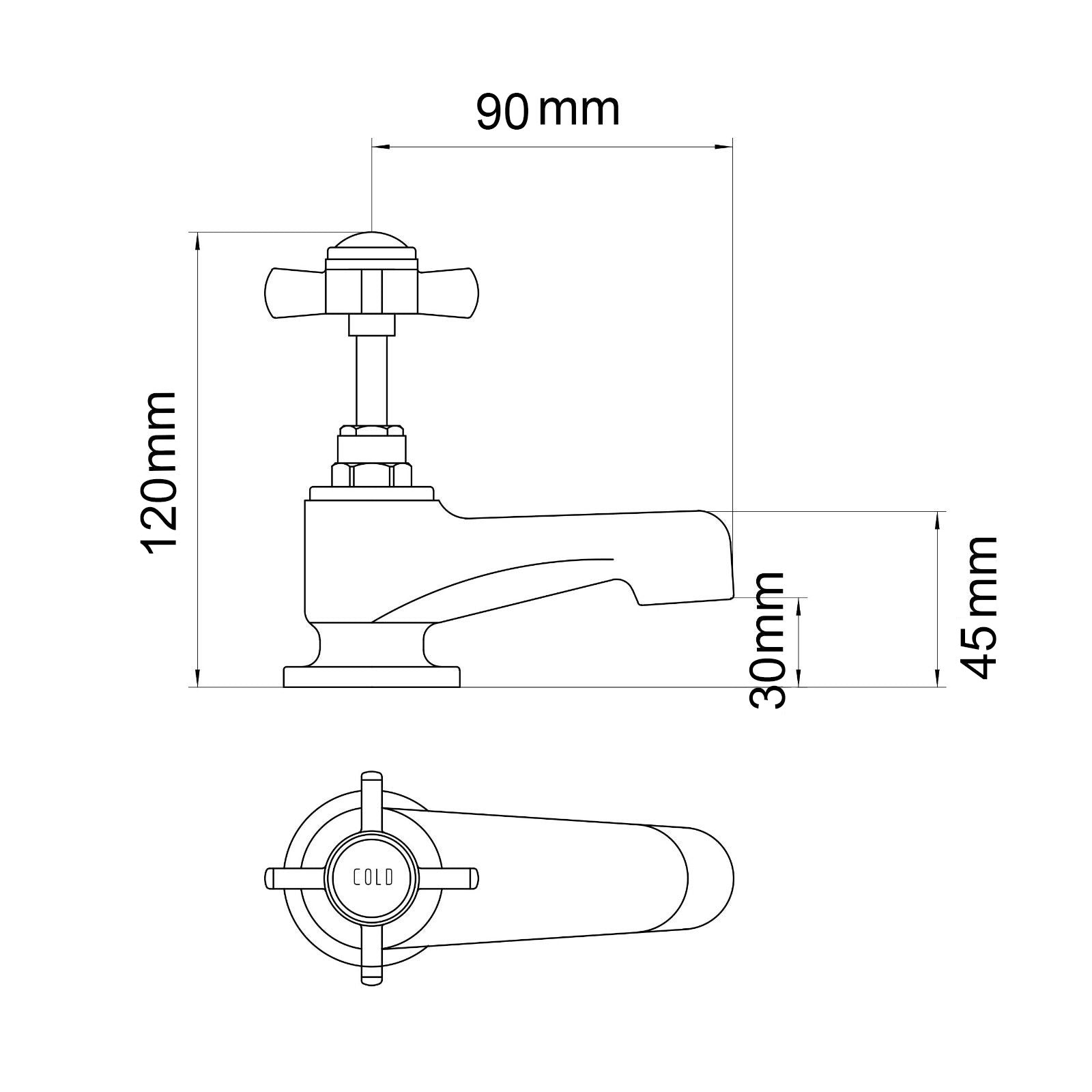 Edwardian Hot & Cold Twin Basin Taps Full Turn Cross Handle