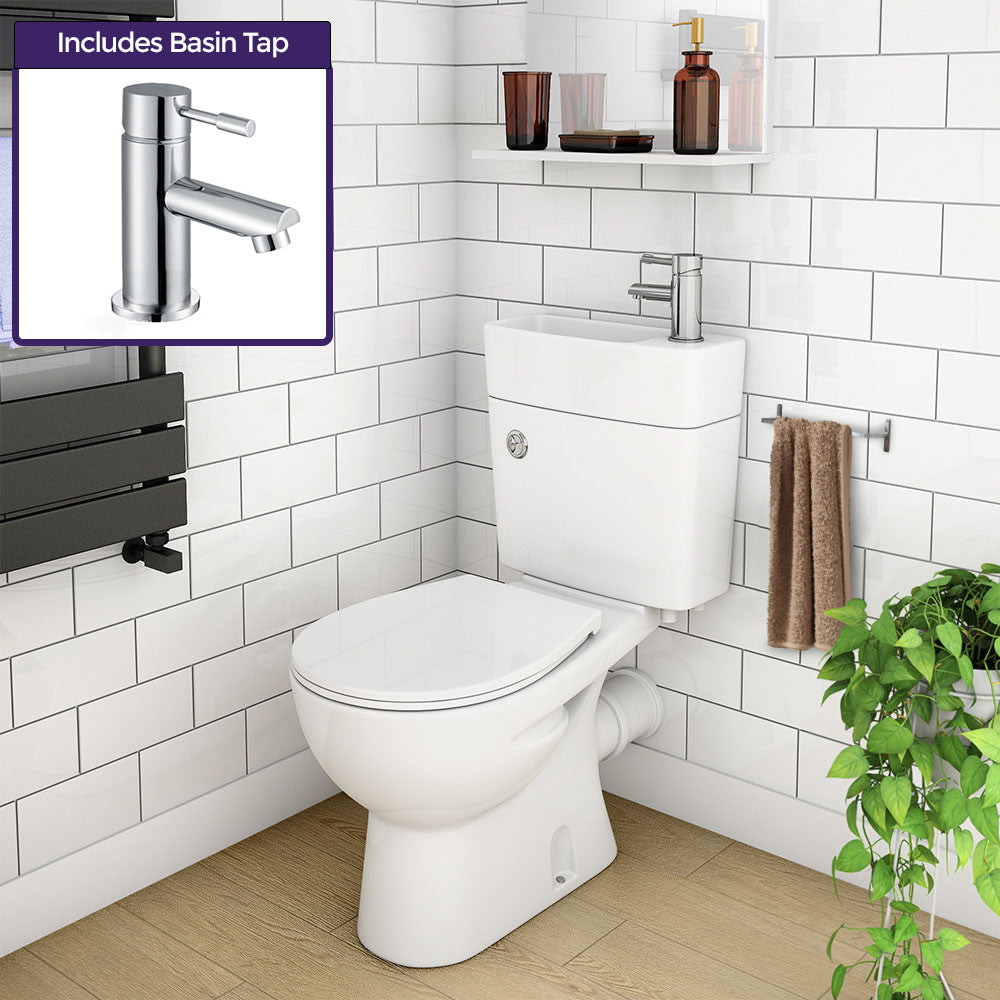 2 in 1 Compact Basin and Close Coupled Toilet Combo Space Saver