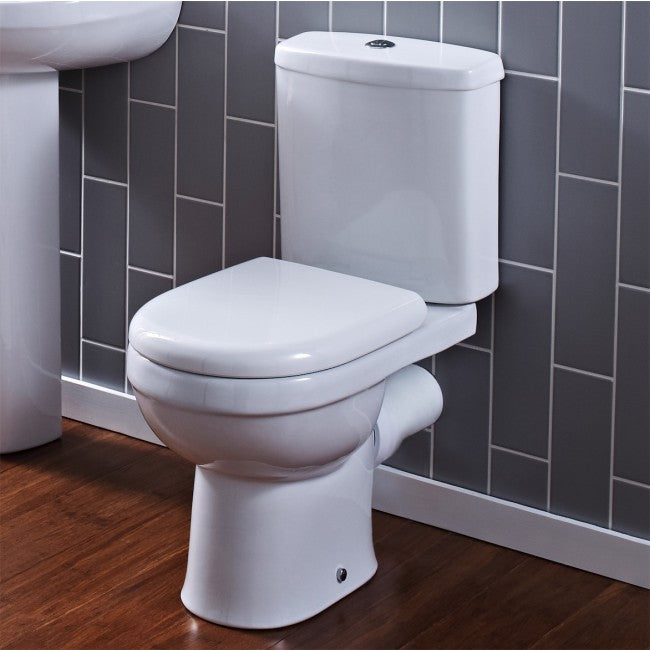 Ivo White Ceramic Close Coupled Toilet with Standard Toilet Seat