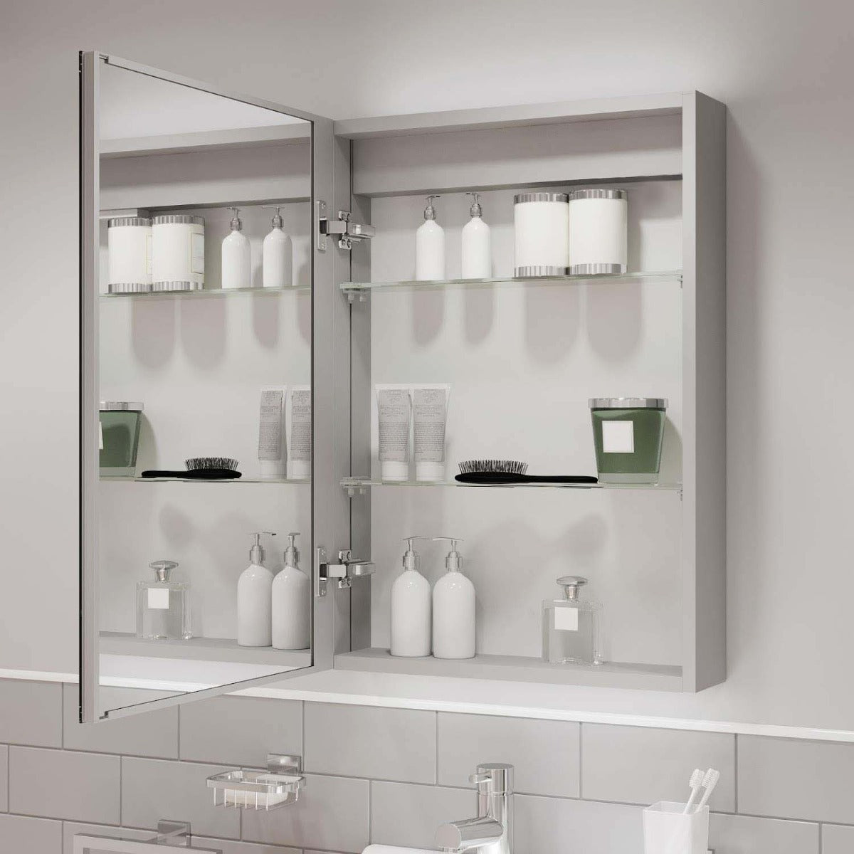 700 x 500mm LED 1 Door Bathroom Mirror Cabinet