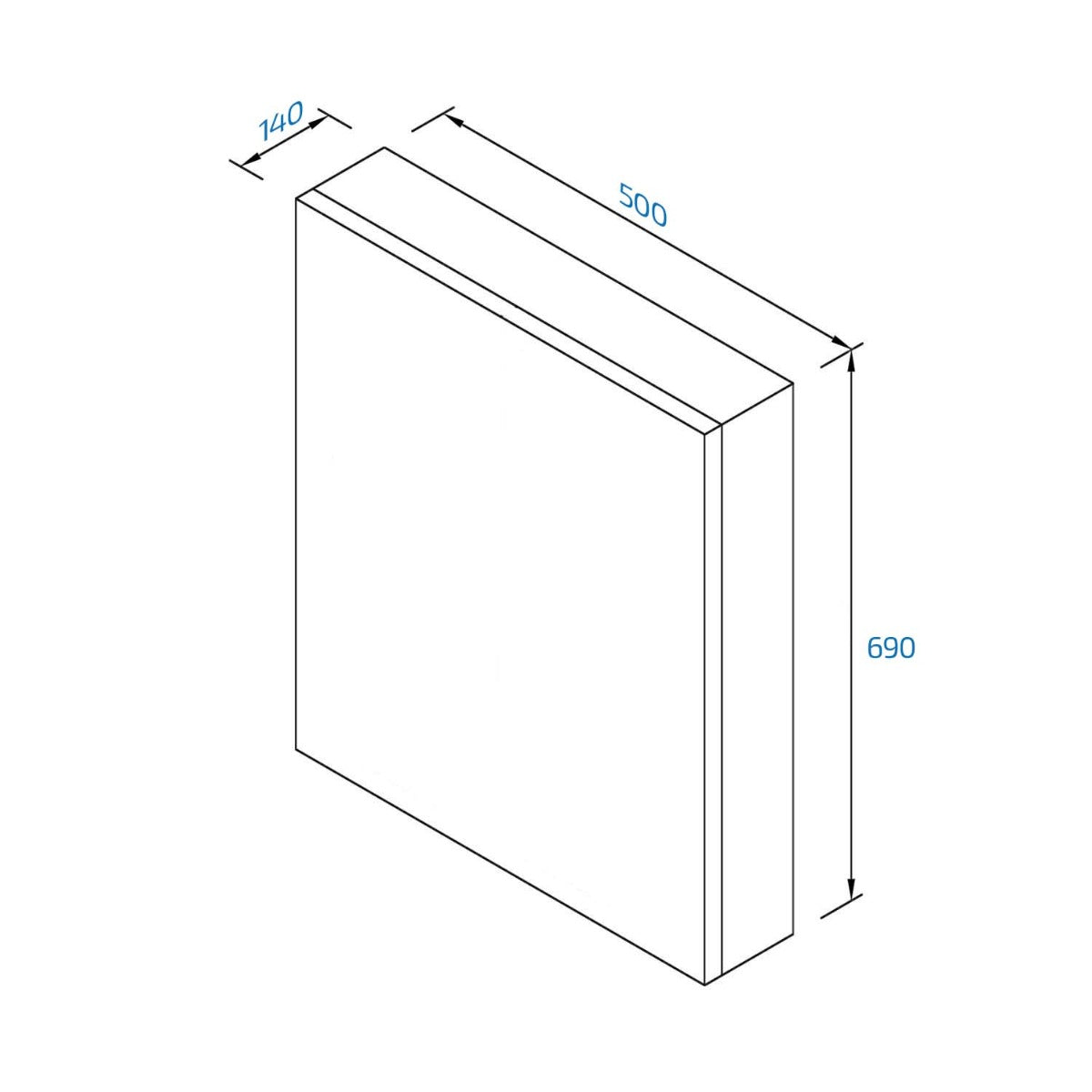 700 x 500mm LED 1 Door Bathroom Mirror Cabinet