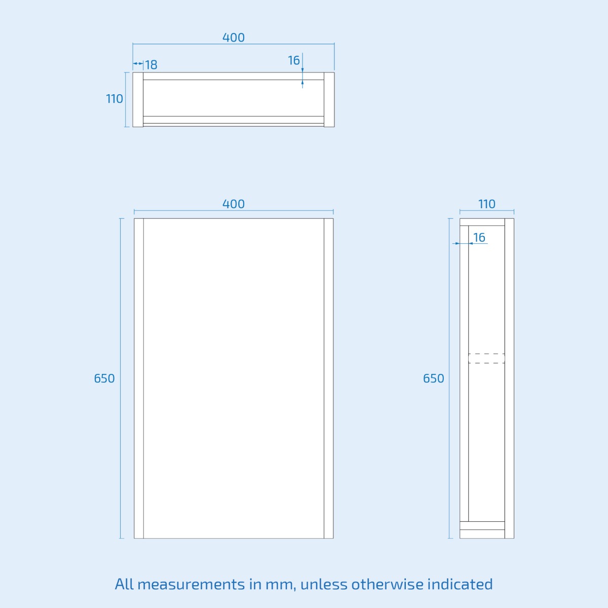 Bathroom Mirror Cabinet With Shelf Storage 400mm Cupboard Vertically