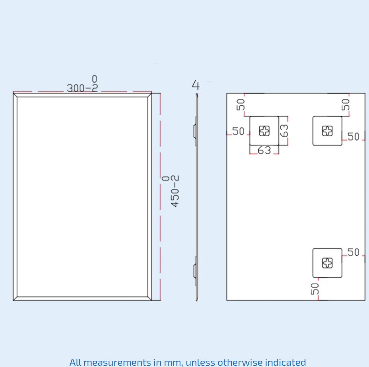 Bowen 450 x 300 Straight Corner Mirror