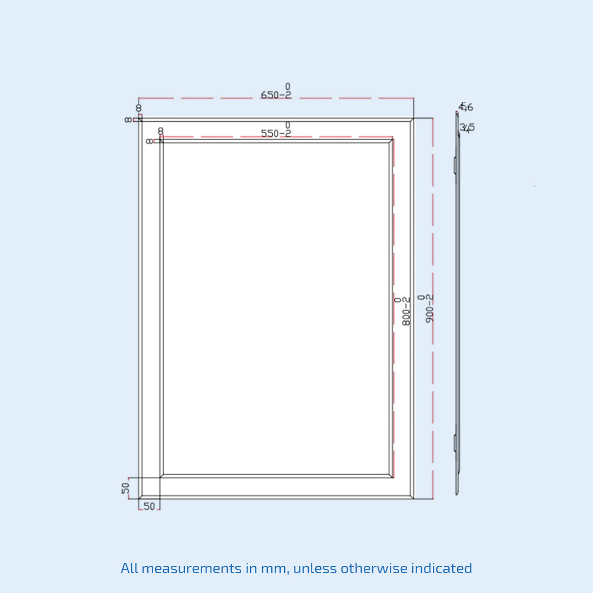 Bowen 650 x 900 Double Layer Mirror