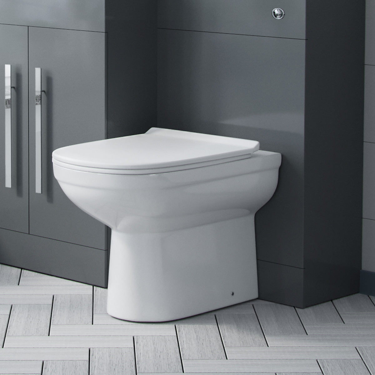 Nanuya 600mm Grey Vanity Basin, WC Unit & Elso Back to Wall