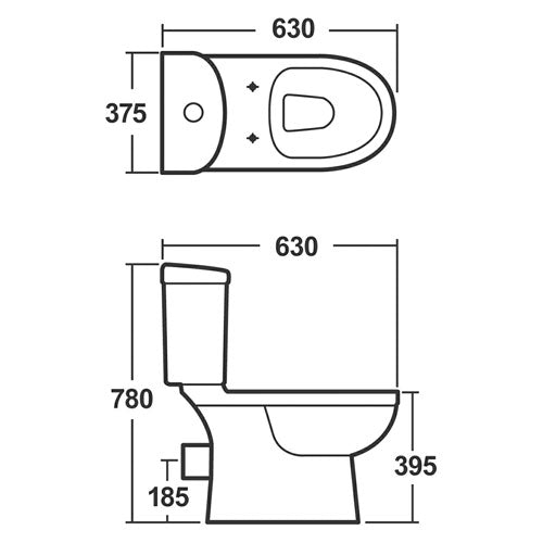 Nuie Ivo White Ceramic Close Coupled Toilet with Standard Toilet Seat