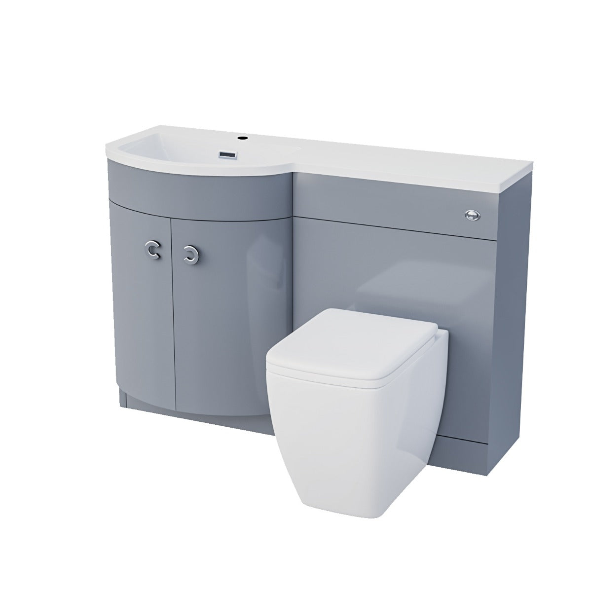 Dene LH 1100mm Vanity Basin Unit & Square Back To Wall Toilet Grey