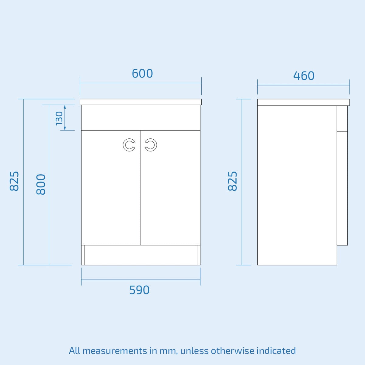 Dene 600mm White Vanity Unit and Wall Mounted Storage Unit