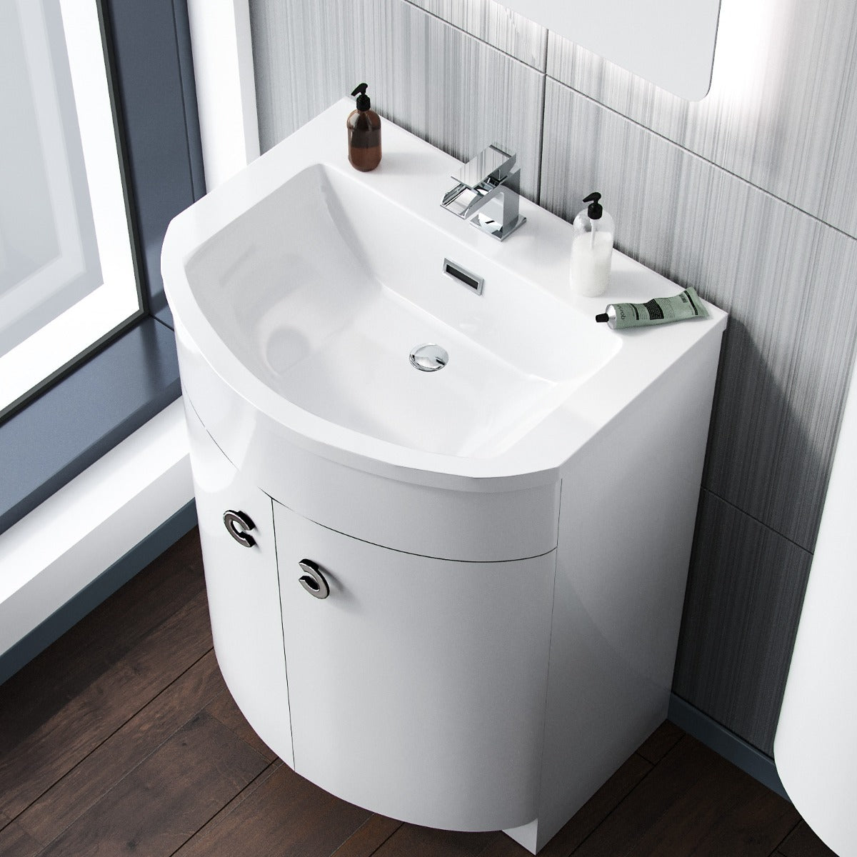 Dene 600mm White Vanity Unit and Wall Mounted Storage Unit