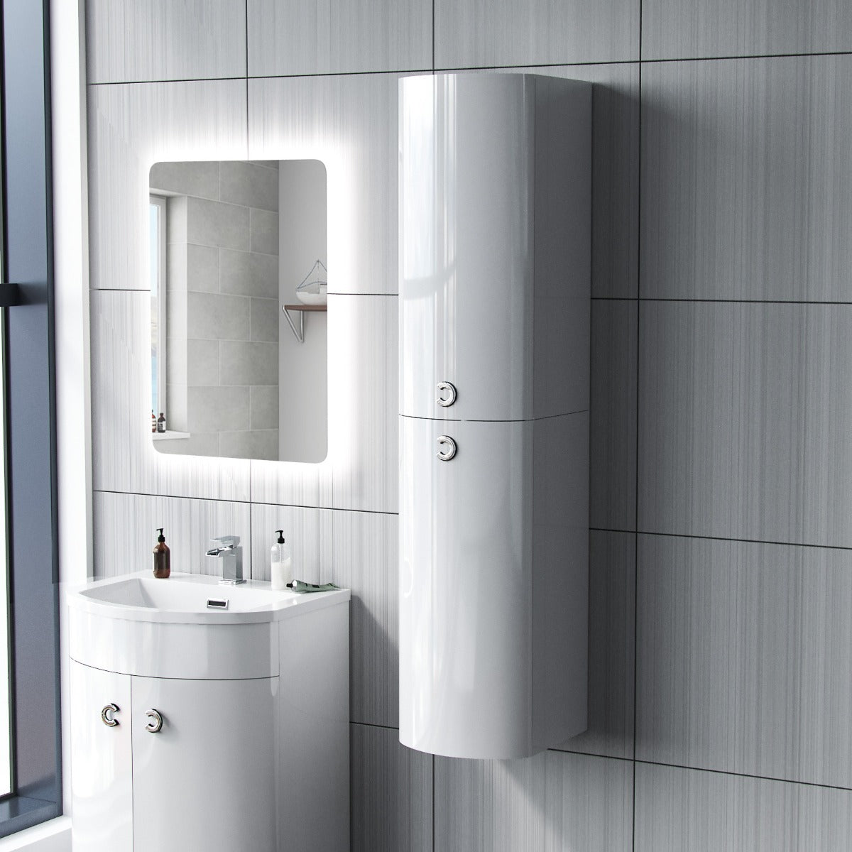 Dene 600mm White Vanity Unit and Wall Mounted Storage Unit