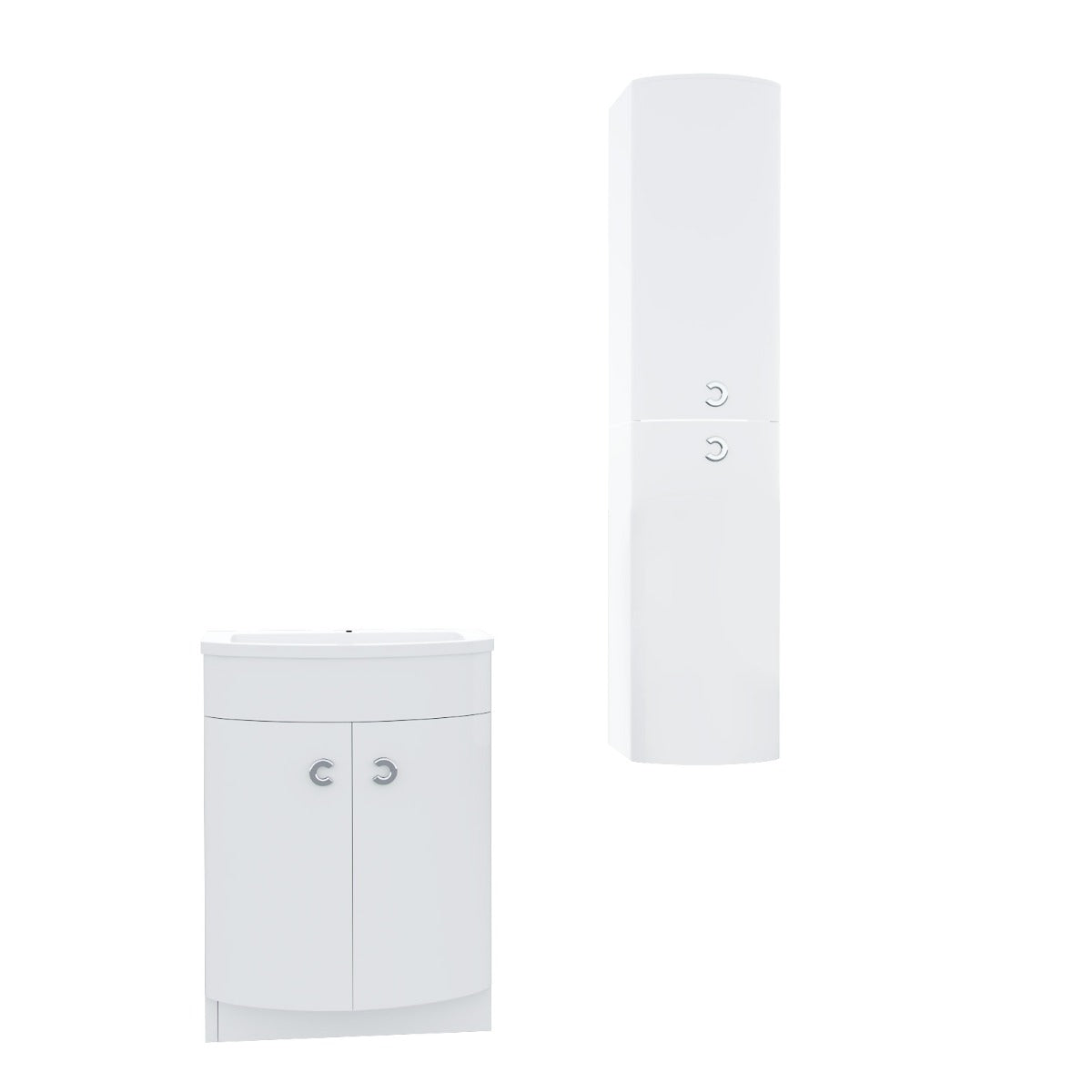 Dene 600mm White Vanity Unit and Wall Mounted Storage Unit