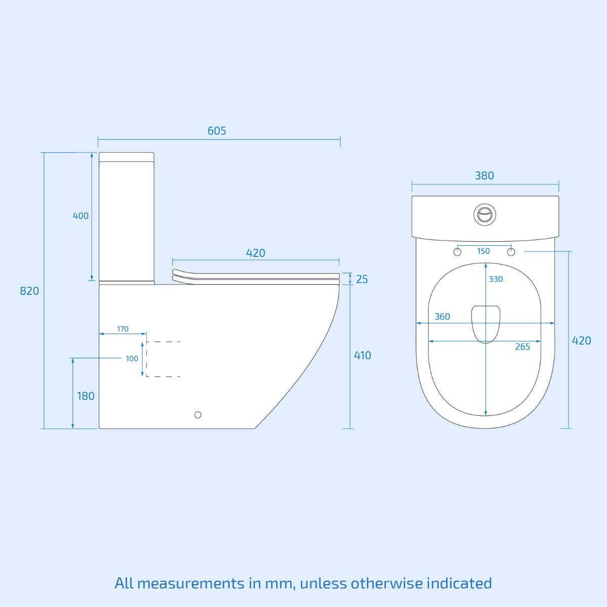 Winnie Close Coupled Rimless WC Toilet