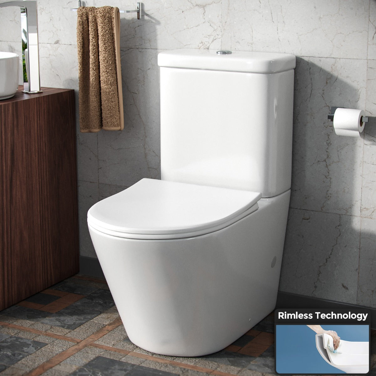 Winnie Close Coupled Rimless WC Toilet