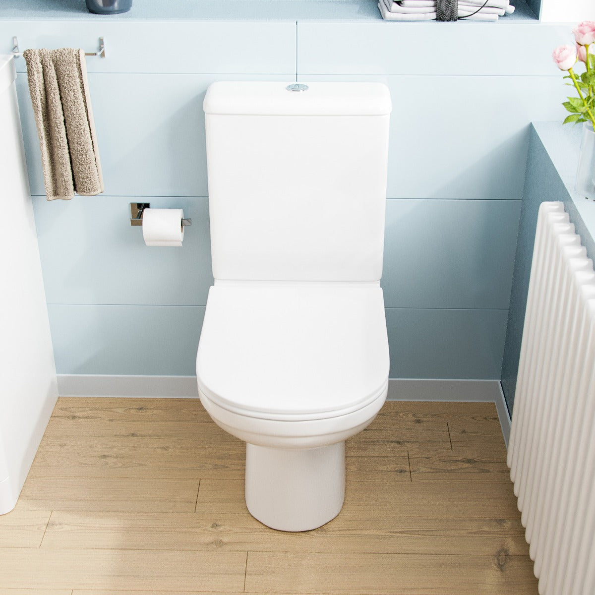 Deyed Close Coupled Toilet Pan, Cistern and Toilet Seat White