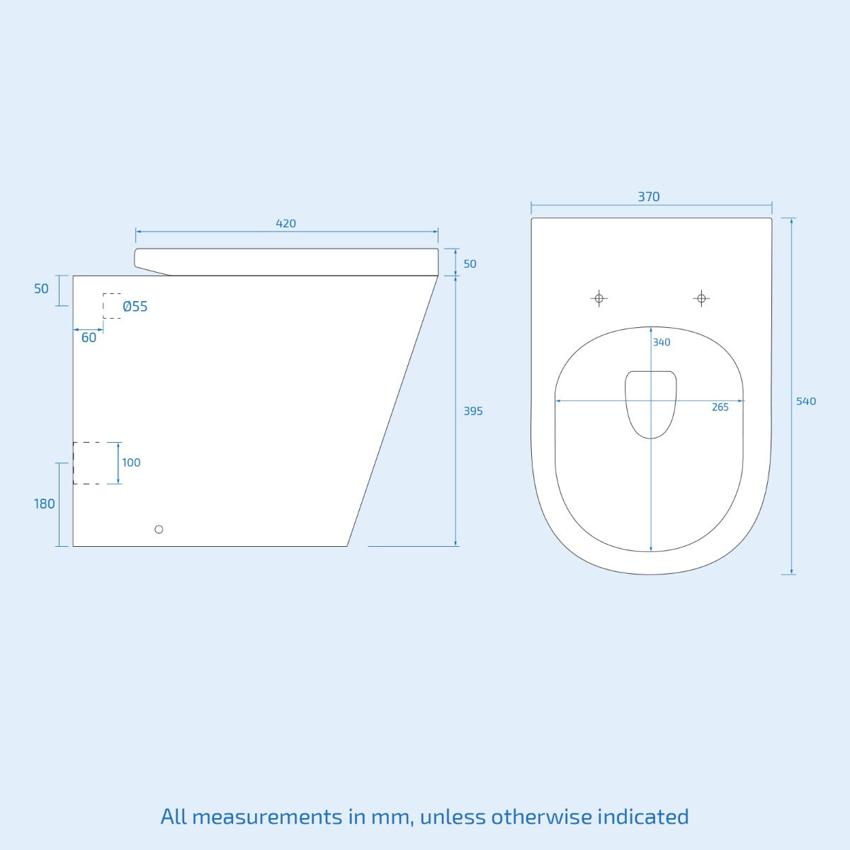 Modern Back To Wall Space Saving Round Toilet Pan And Seat Bathroom