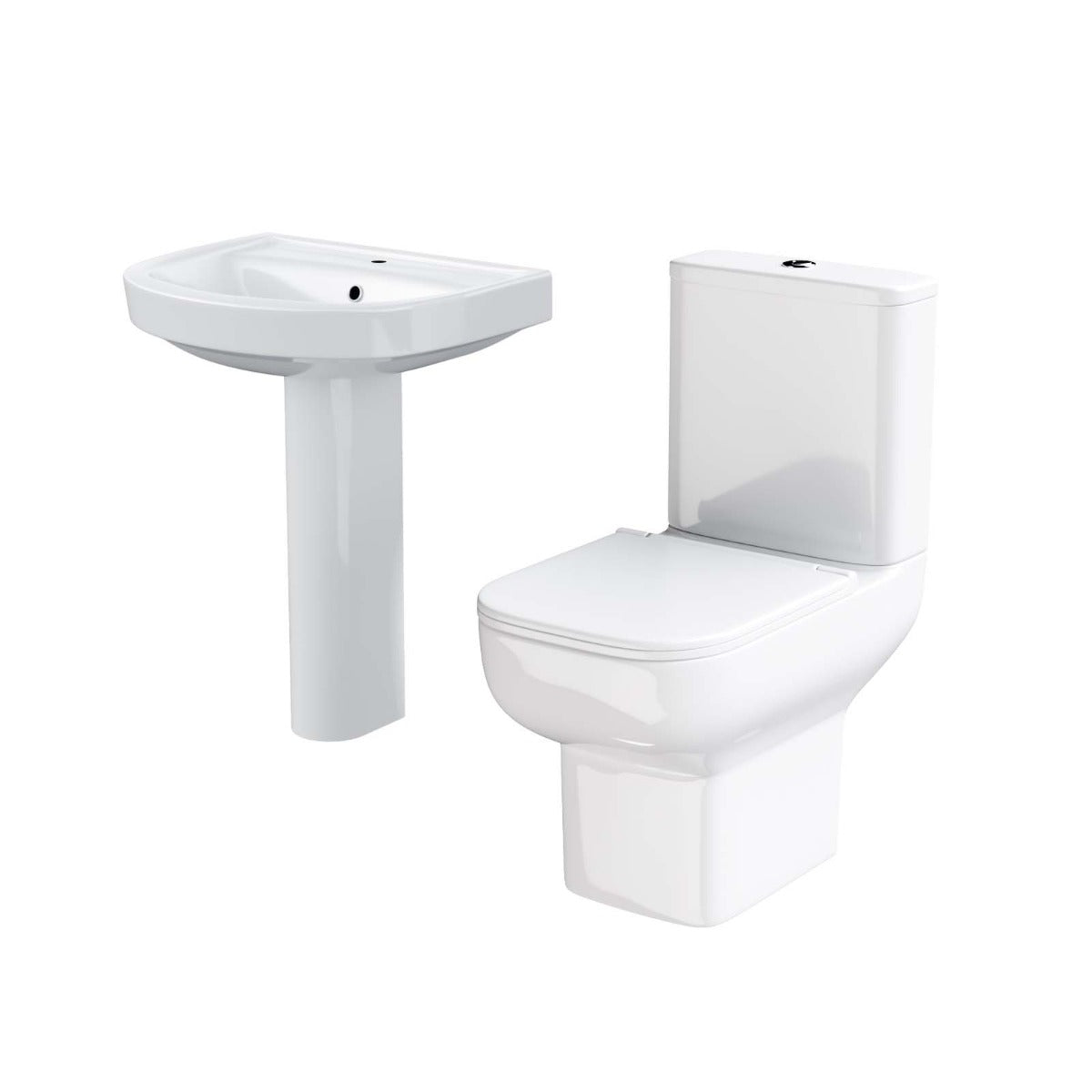 Louie Comfort Height Close Coupled Toilet Pan with 410 mm Full Pedestal Basin