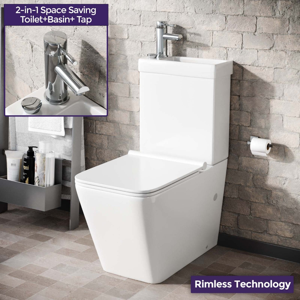 Nova 2 in 1 Combo Toilet and Basin Space Saver Unit  and Basin tap