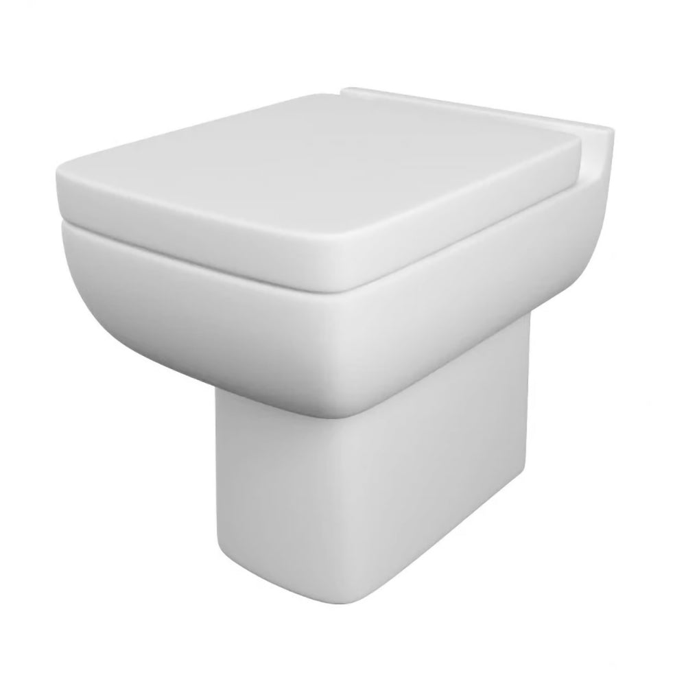 Modern Cloakroom Back to Wall WC Square Toilet Pan and Soft close Seat