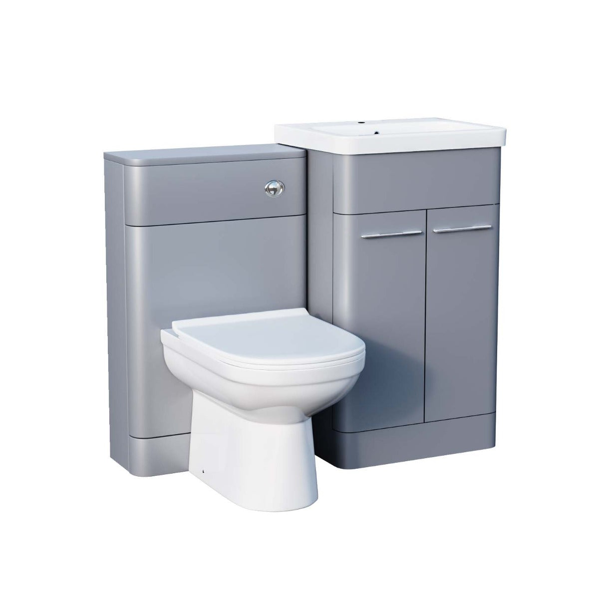 Lex 500mm Vanity Basin Unit, WC Unit & Back to Wall Toilet Grey Suite | Lex