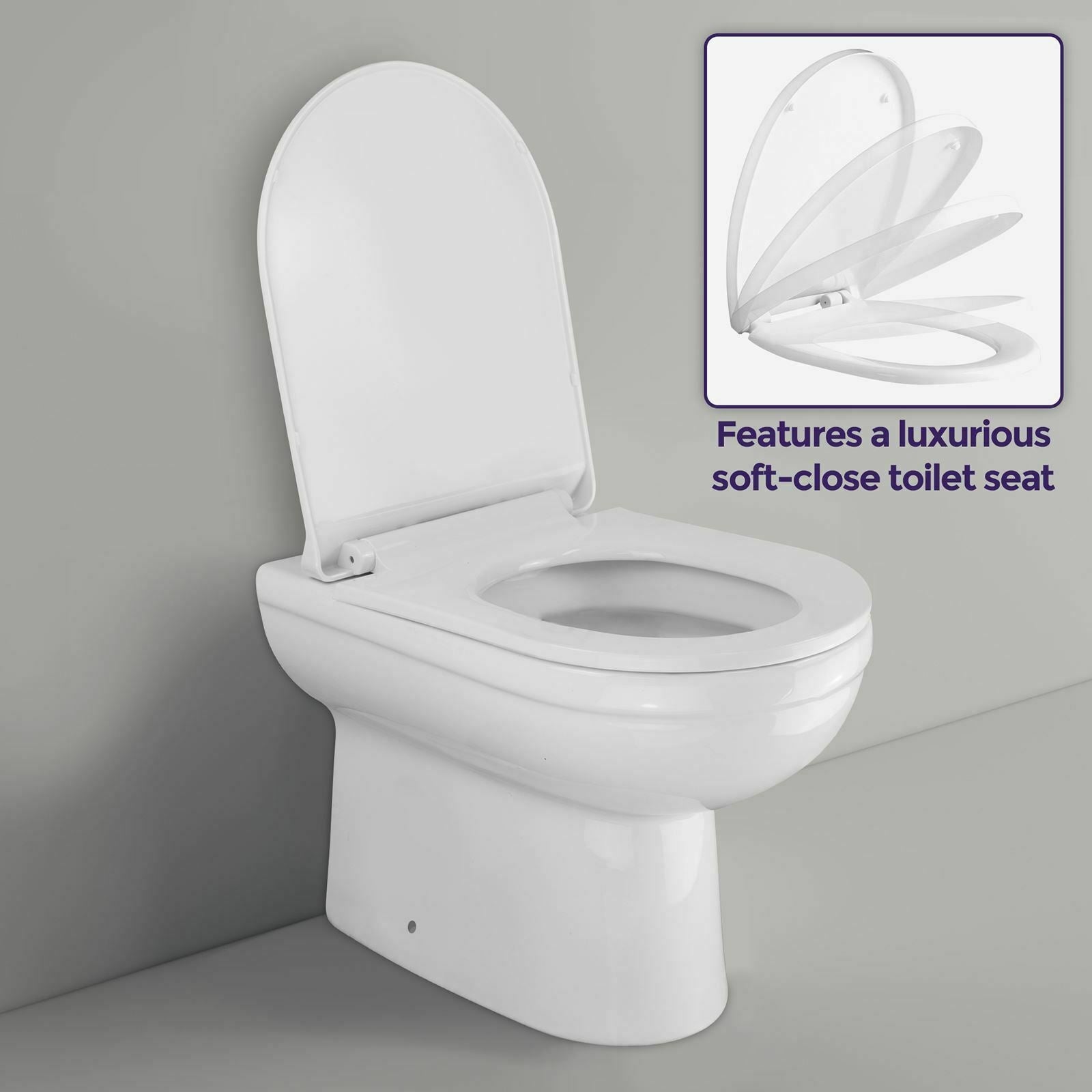 Debra Back To Wall Ceramic WC Toilet Pan with Soft Close Seat