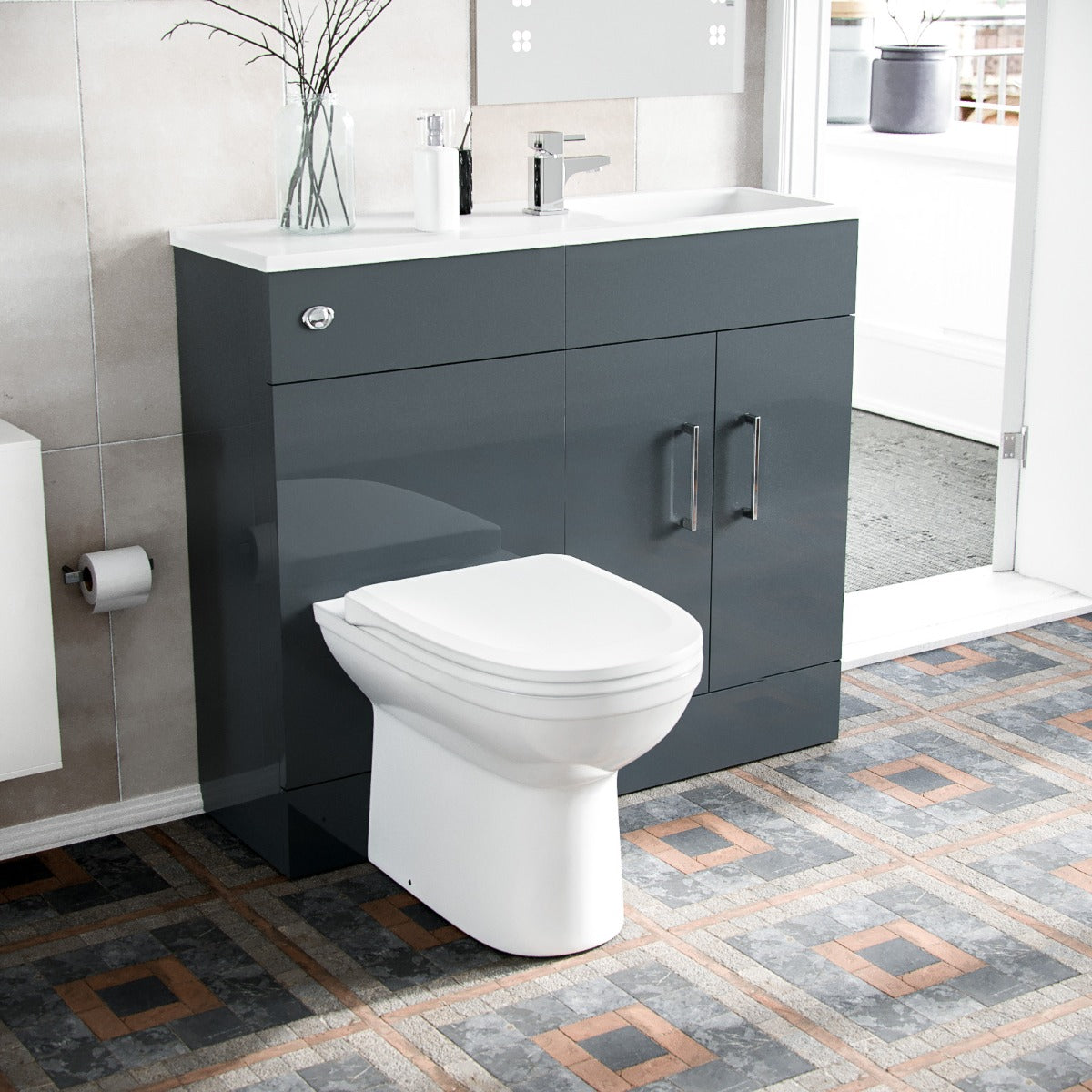 James 1000mm Slimline Floorstanding Vanity Basin and Welbourne White B