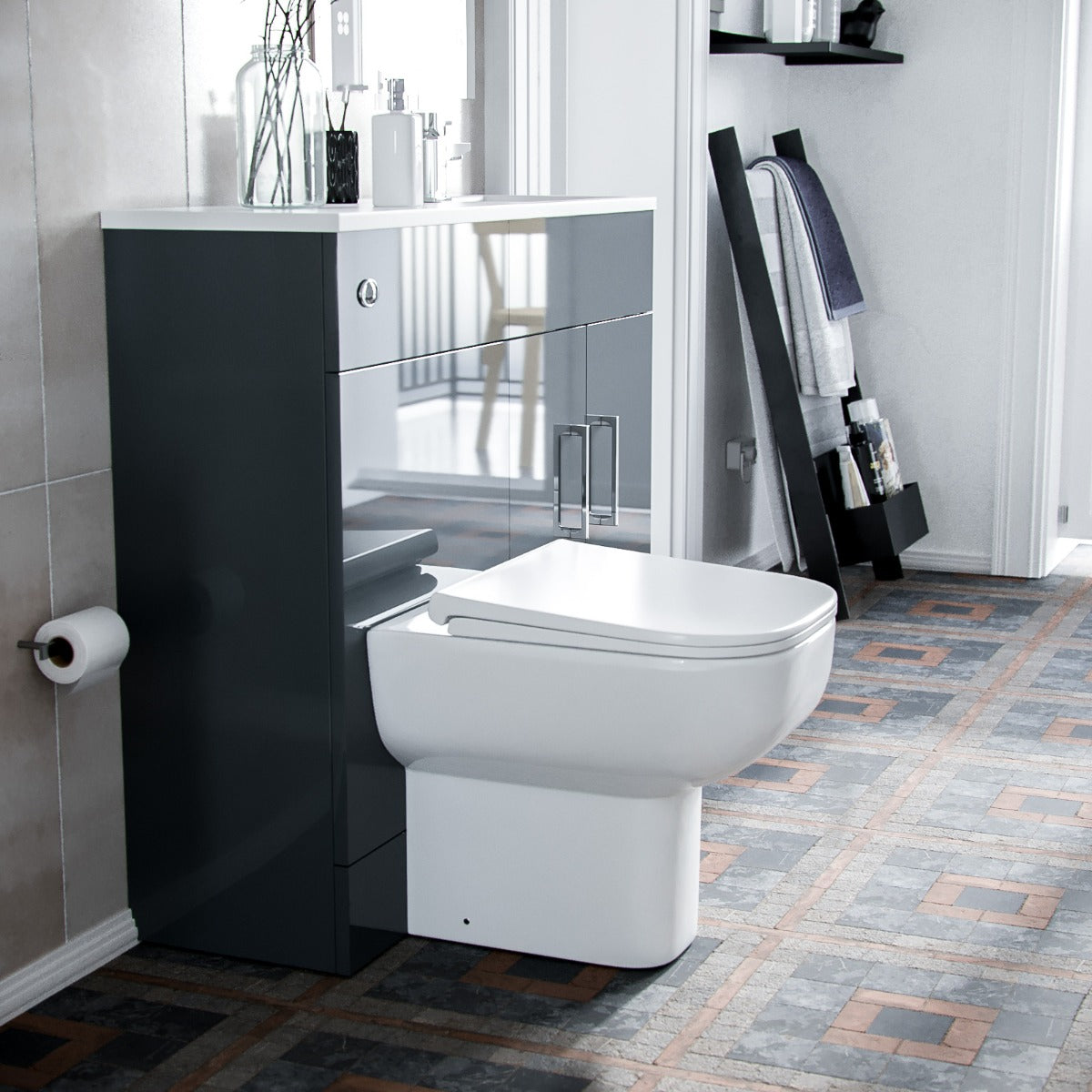 James 1000mm Slimline Floorstanding Vanity Basin and Debra BTW Combo Unit Grey