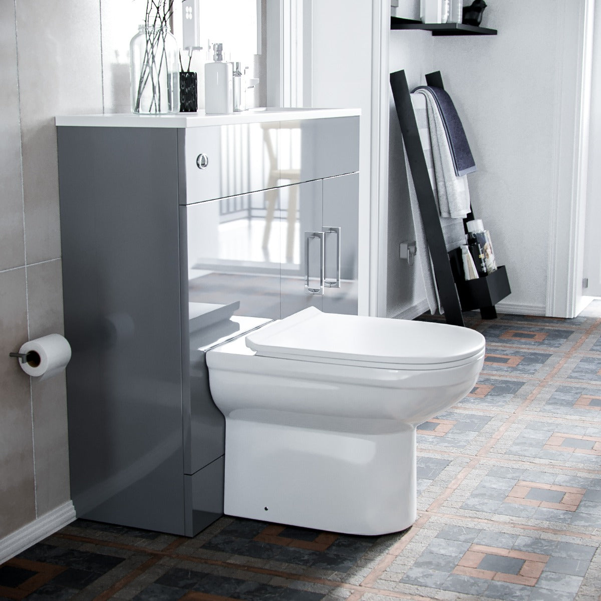 James 1000mm Slimline Floorstanding Vanity Basin and Eslo BTW Combo Unit Grey