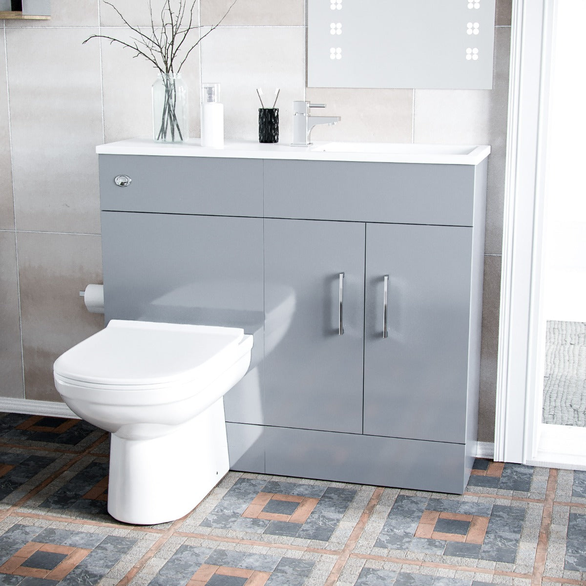 James 1000mm Slimline Floorstanding Vanity Basin and Eslo BTW Combo Unit Grey