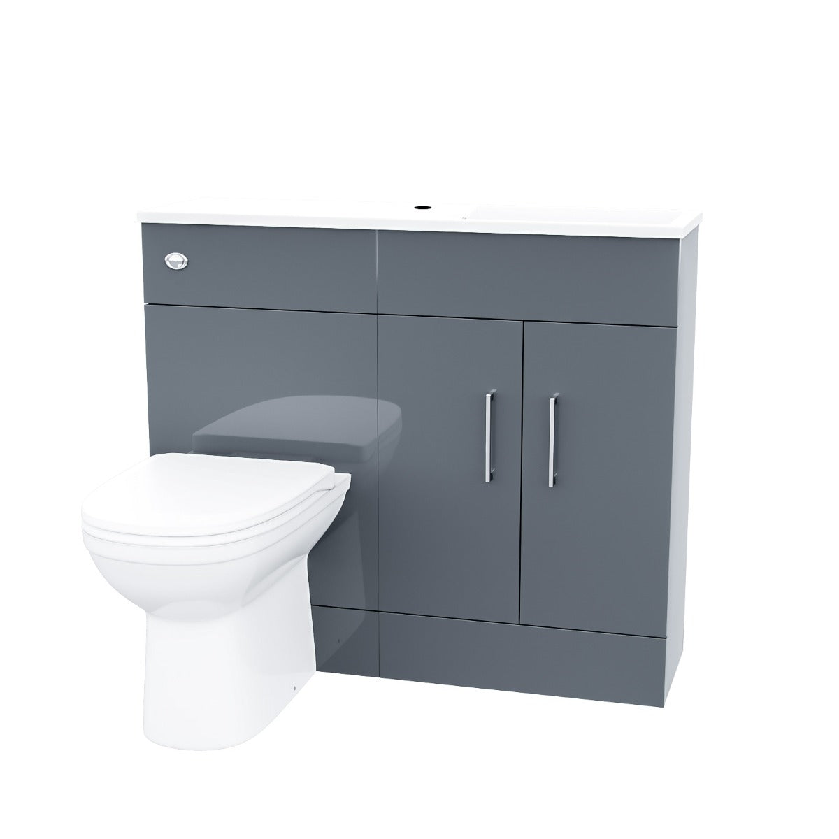 James 1000mm Slimline Floorstanding Vanity Basin and Welbourne White Back To Wall Modern Toilet Grey