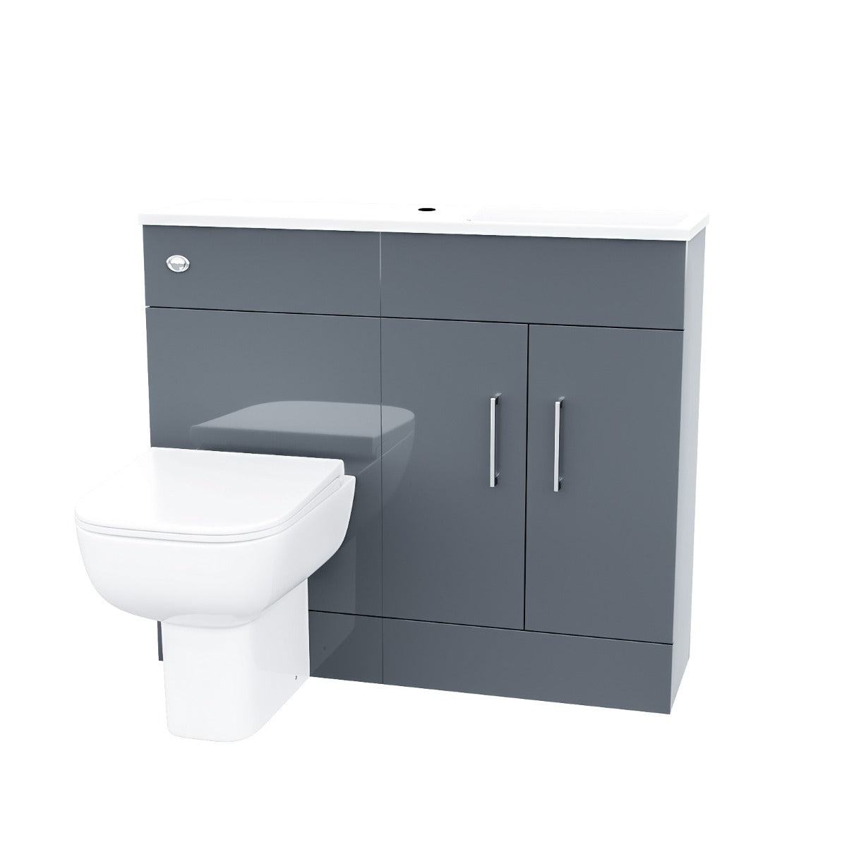 James 1000mm Slimline Floorstanding Vanity Basin and Debra BTW Combo Unit Grey