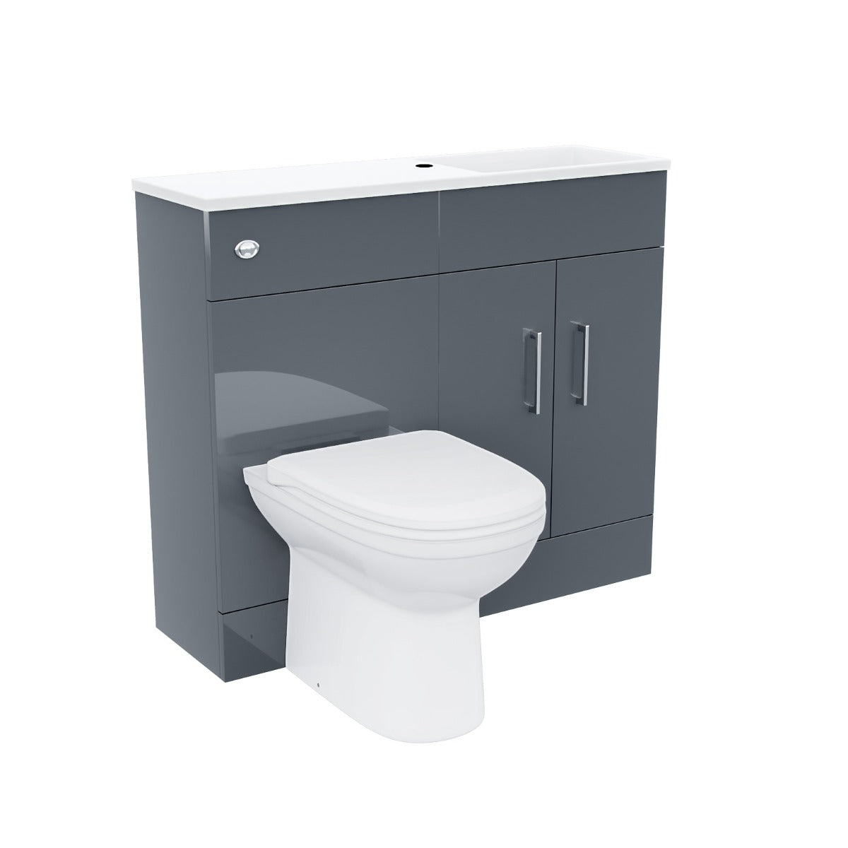 James 1000mm Slimline Floorstanding Vanity Basin and Welbourne White Back To Wall Modern Toilet Grey