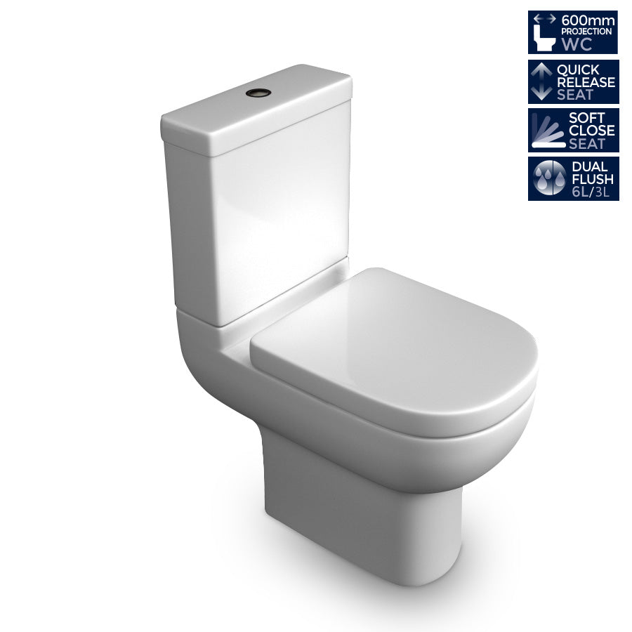 Barnolds Modern Ceramic Toilet Pan, Dual Flush Cistern And Soft Close Seat