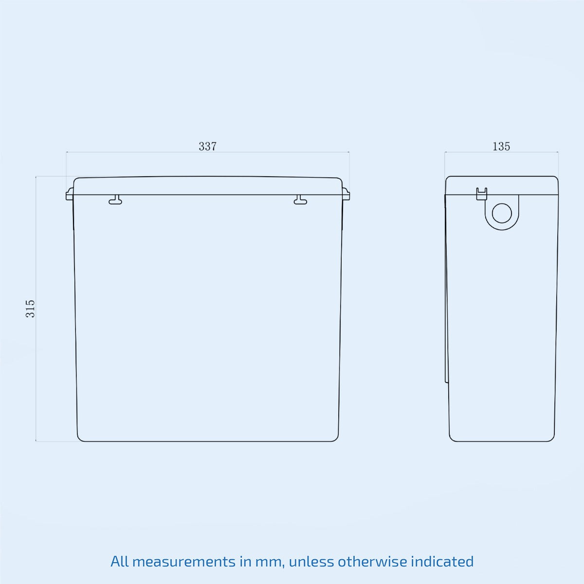 Plastic Concealed Cistern, Flush Button & L Bend White