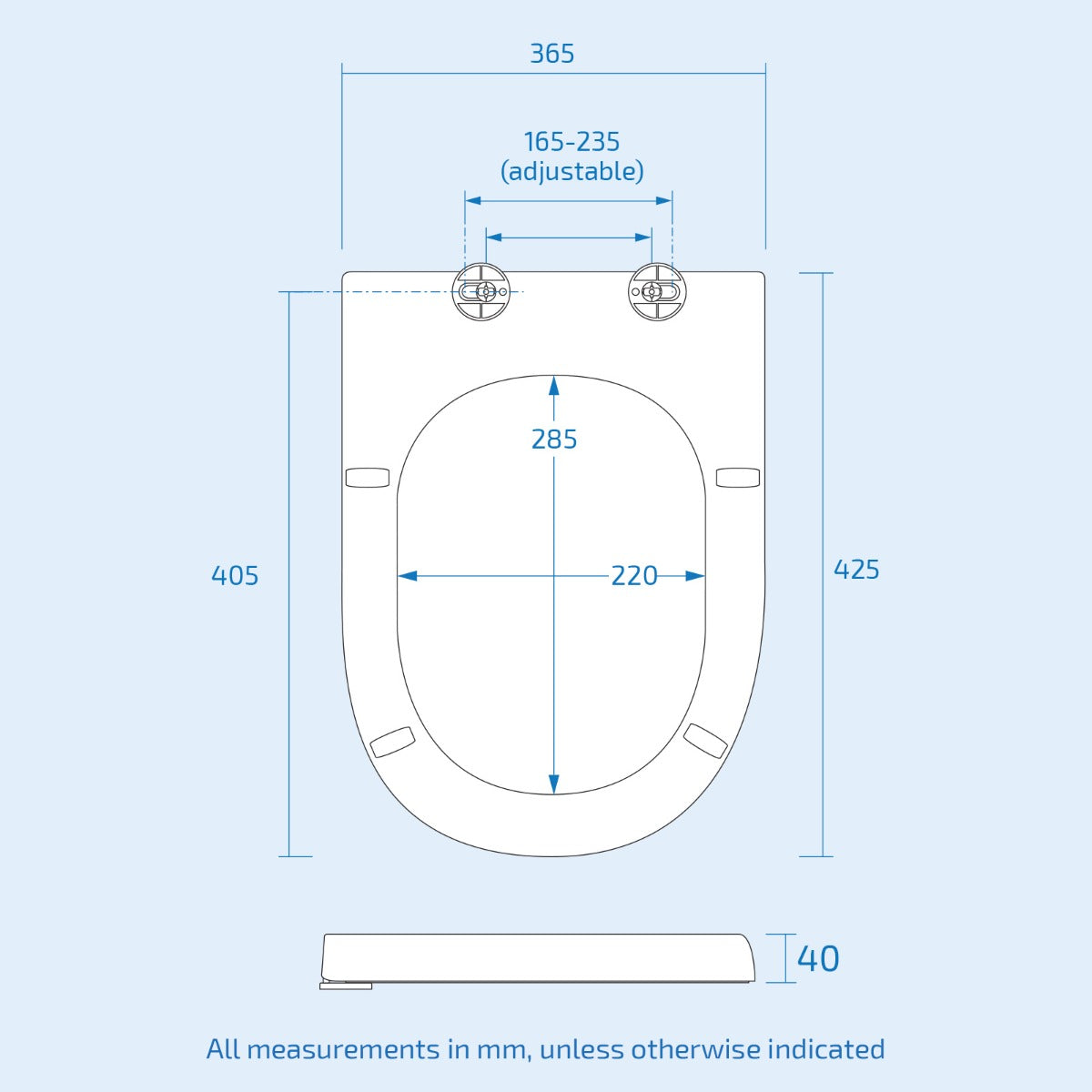 Universal Classic D-Shaped Design White Soft-Close Toilet Seat