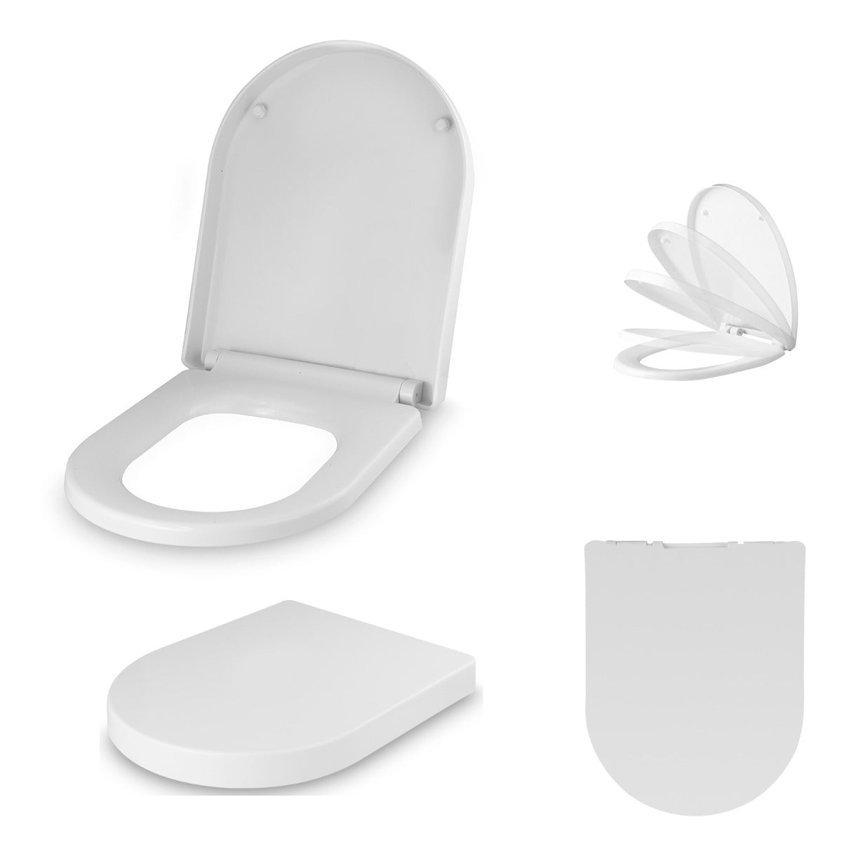 Universal Classic D-Shaped Design White Soft-Close Toilet Seat