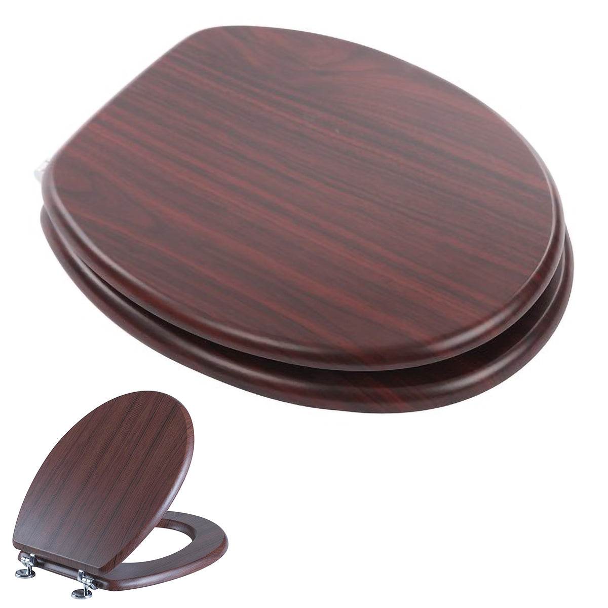 Universal Classic Oval Shaped Design Toilet Seat & Fixings Oak Red