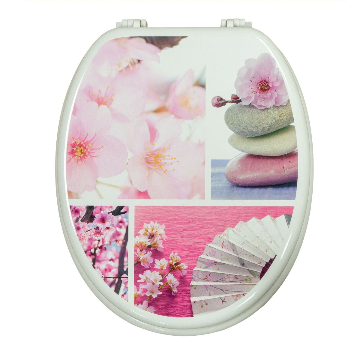 Universal Classic Oval Shaped Design Toilet Seat & Fixings Flower Pink Pattern Print