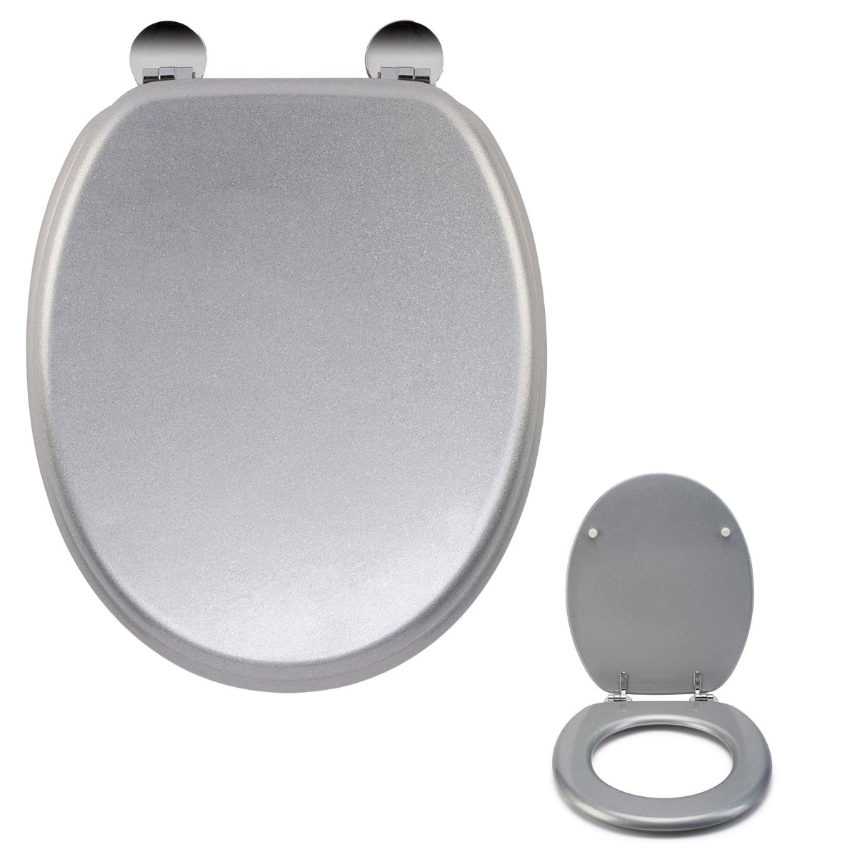 Universal Classic Oval Shaped Design Toilet Seat & Fixings Silver