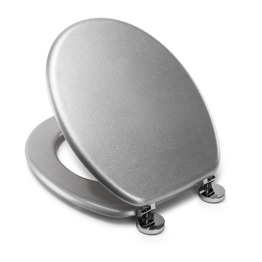 Universal Classic Oval Shaped Design Toilet Seat & Fixings Silver