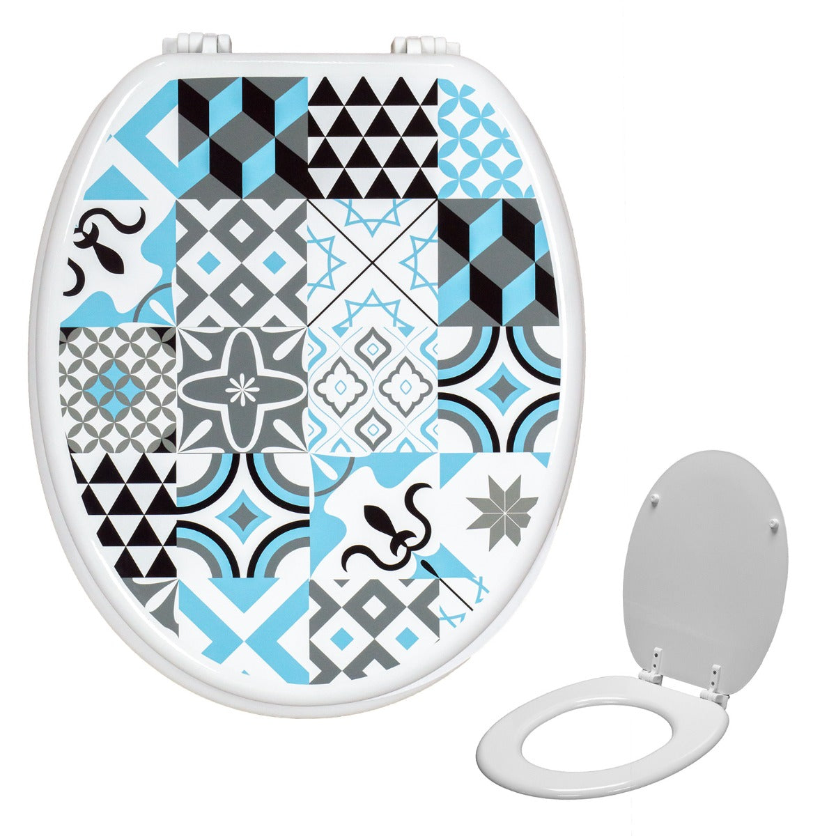 Universal Classic Oval Shaped Design Toilet Seat & Fixings Tile Pattern Print