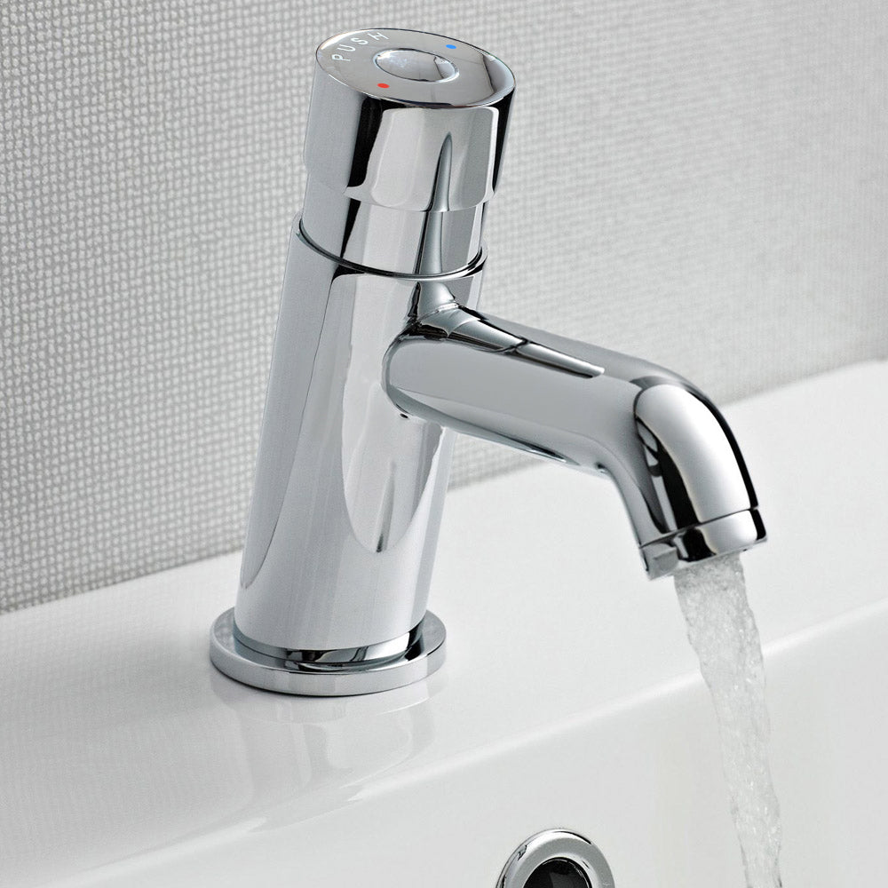 Round Push Down Non Concussive Basin Mono Mixer Tap