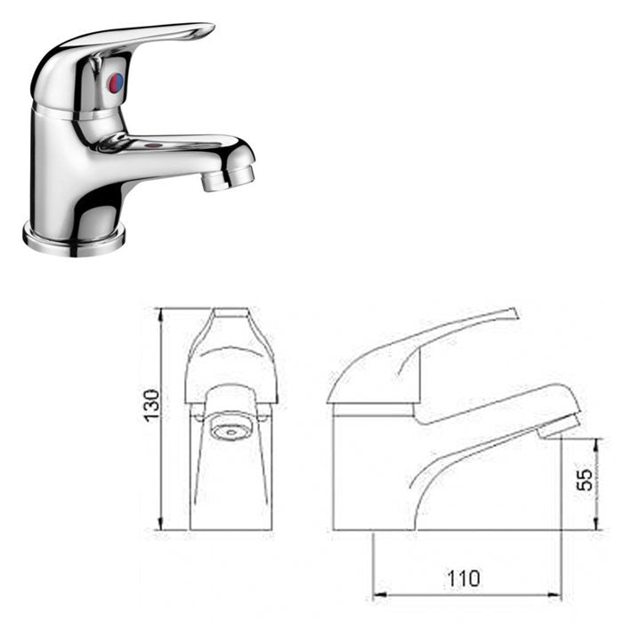 Ellen 450mm Floorstanding Vanity Basin Unit, Basin Mixer Tap & Waste White