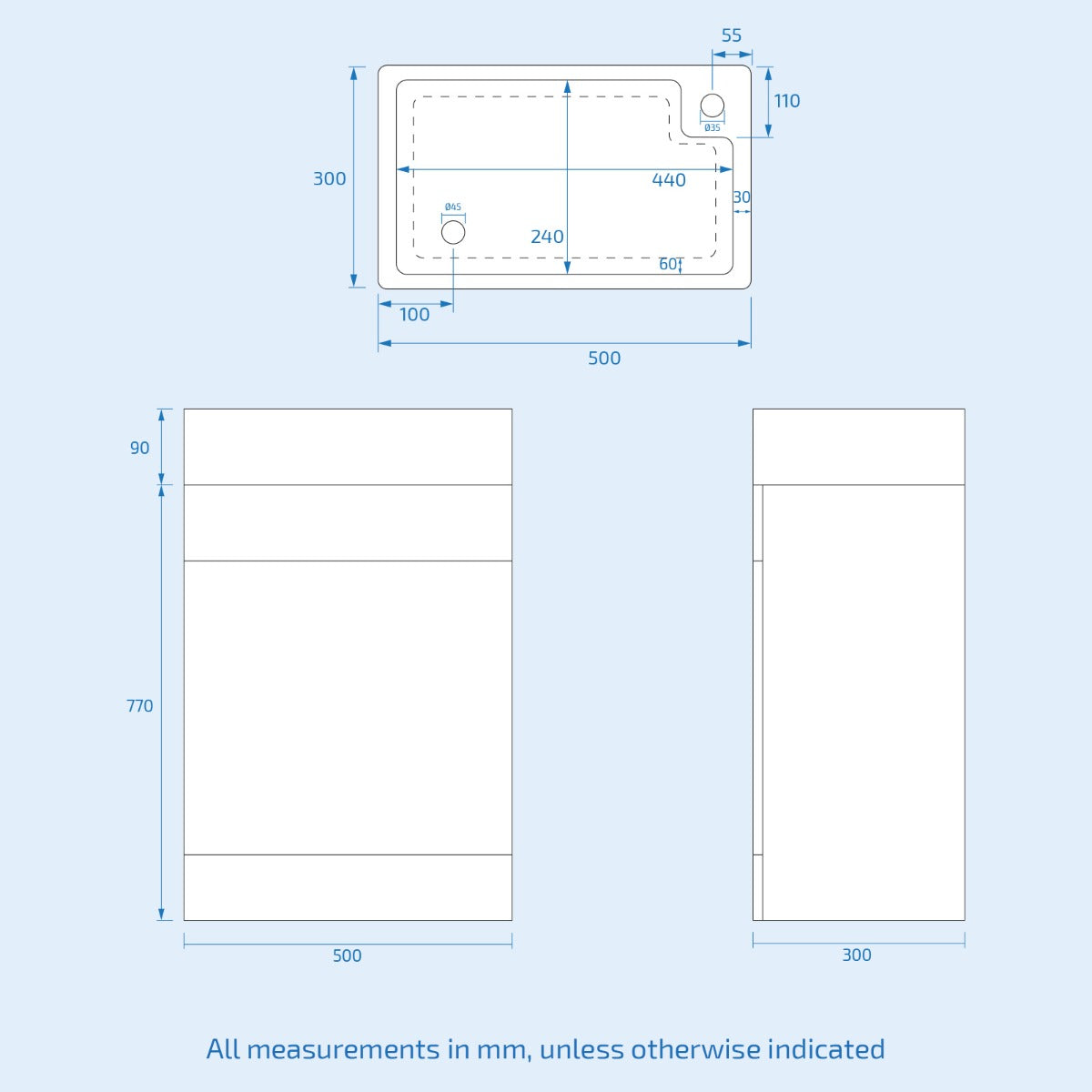 Homin 500mm Cloakroom 2 in 1 Basin WC Unit & Round Back to Wall Toilet White