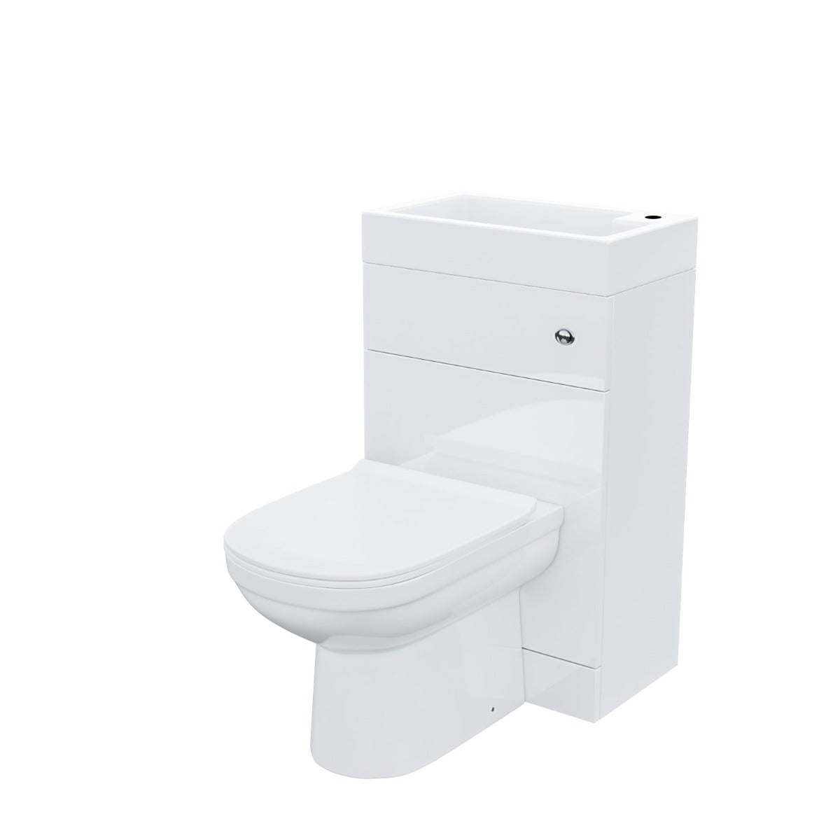 Homin 500mm Cloakroom 2 in 1 Basin WC Unit & Eslo Back to Wall Toilet White