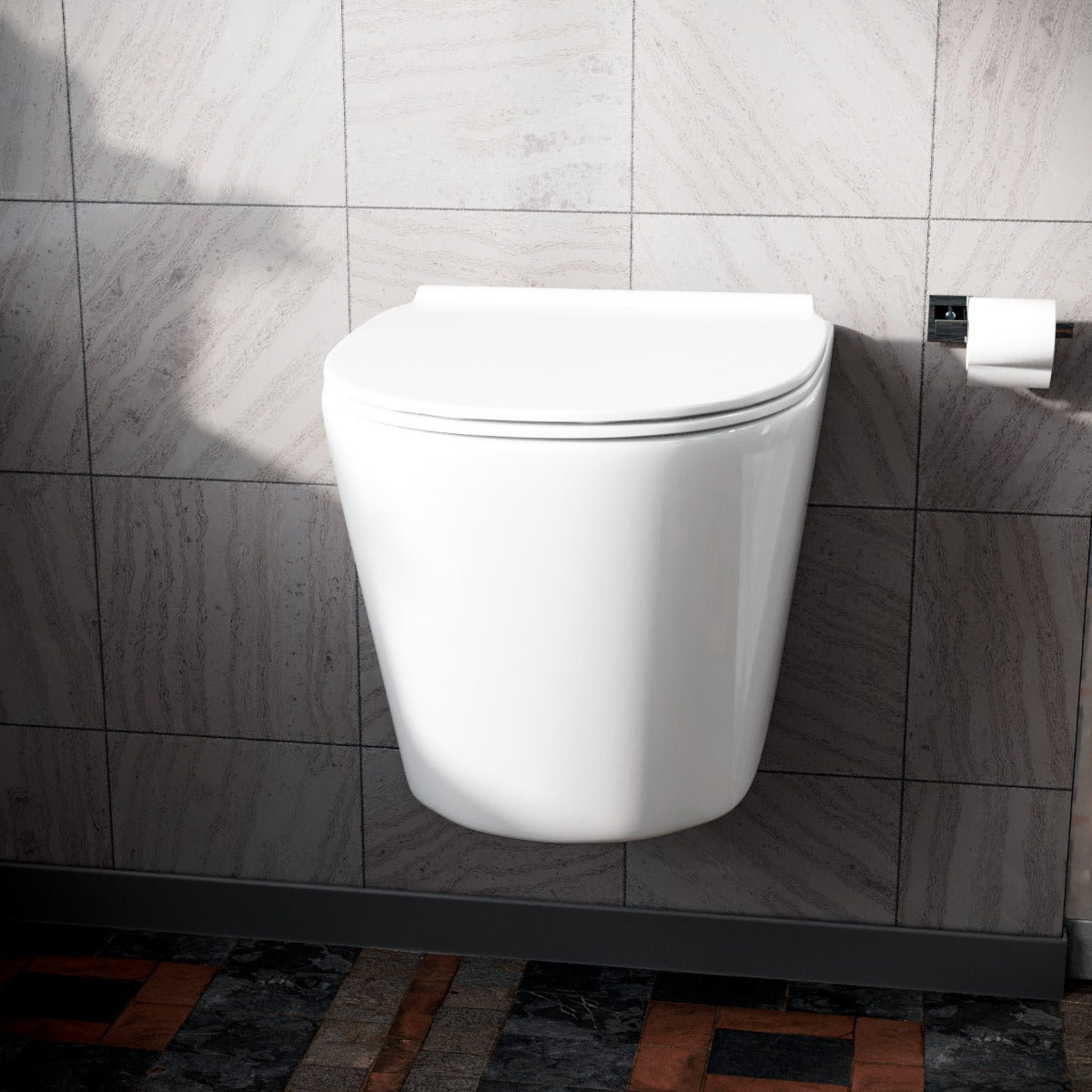 Wila White Rimless Wall Hung Toilet With Ultra Slim Soft Close Seat