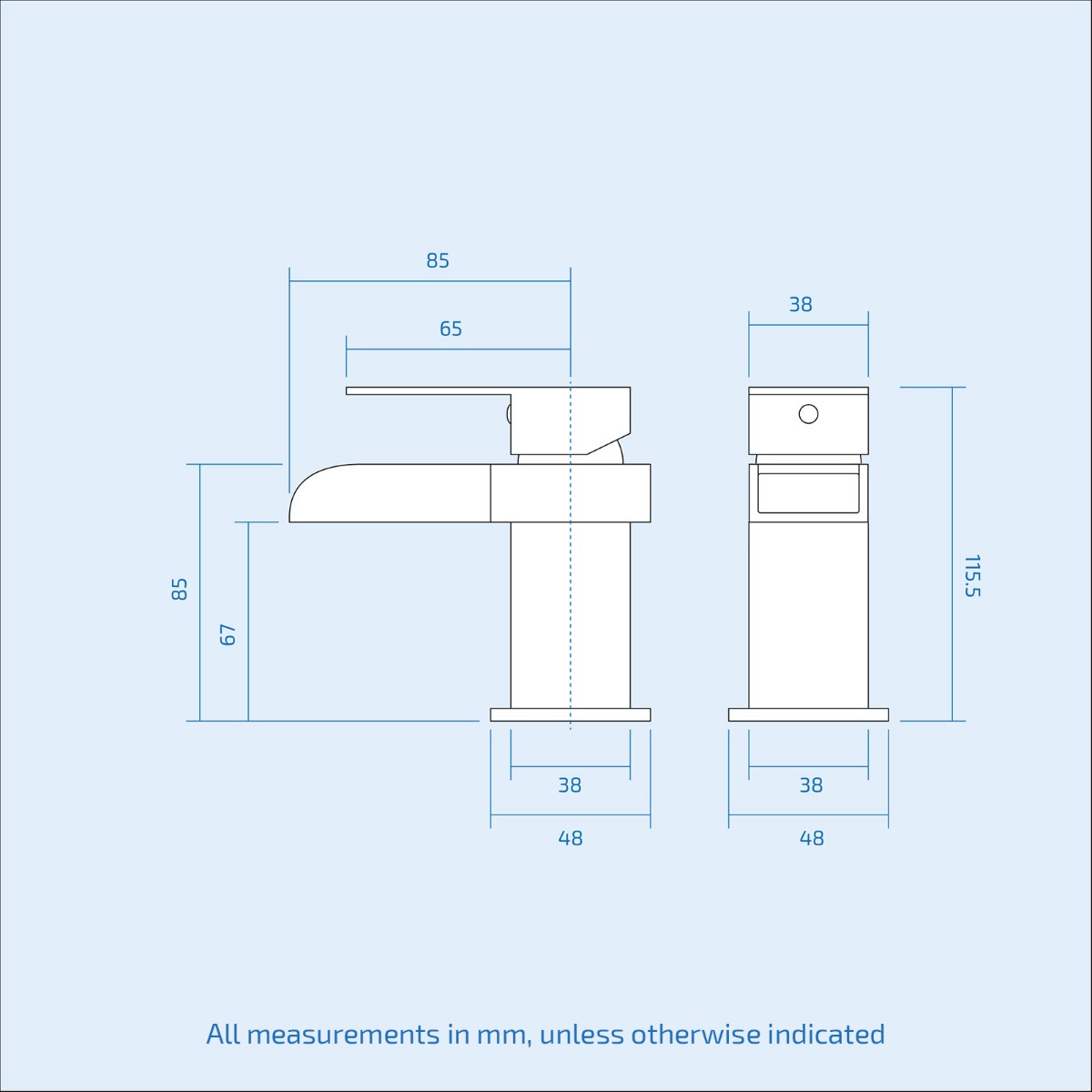 Lex Modern High Gloss Basin Vanity Cabinet and Tap with Waste Set